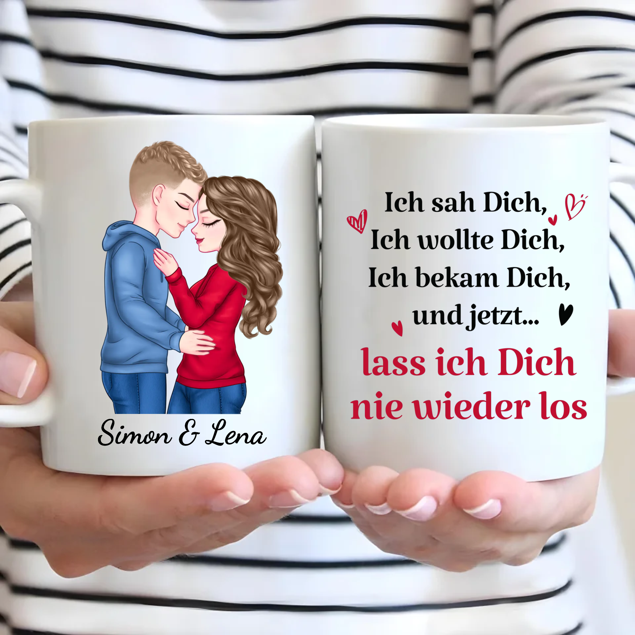 Nie wieder loslassen - Personalisierte Tasse für Paare