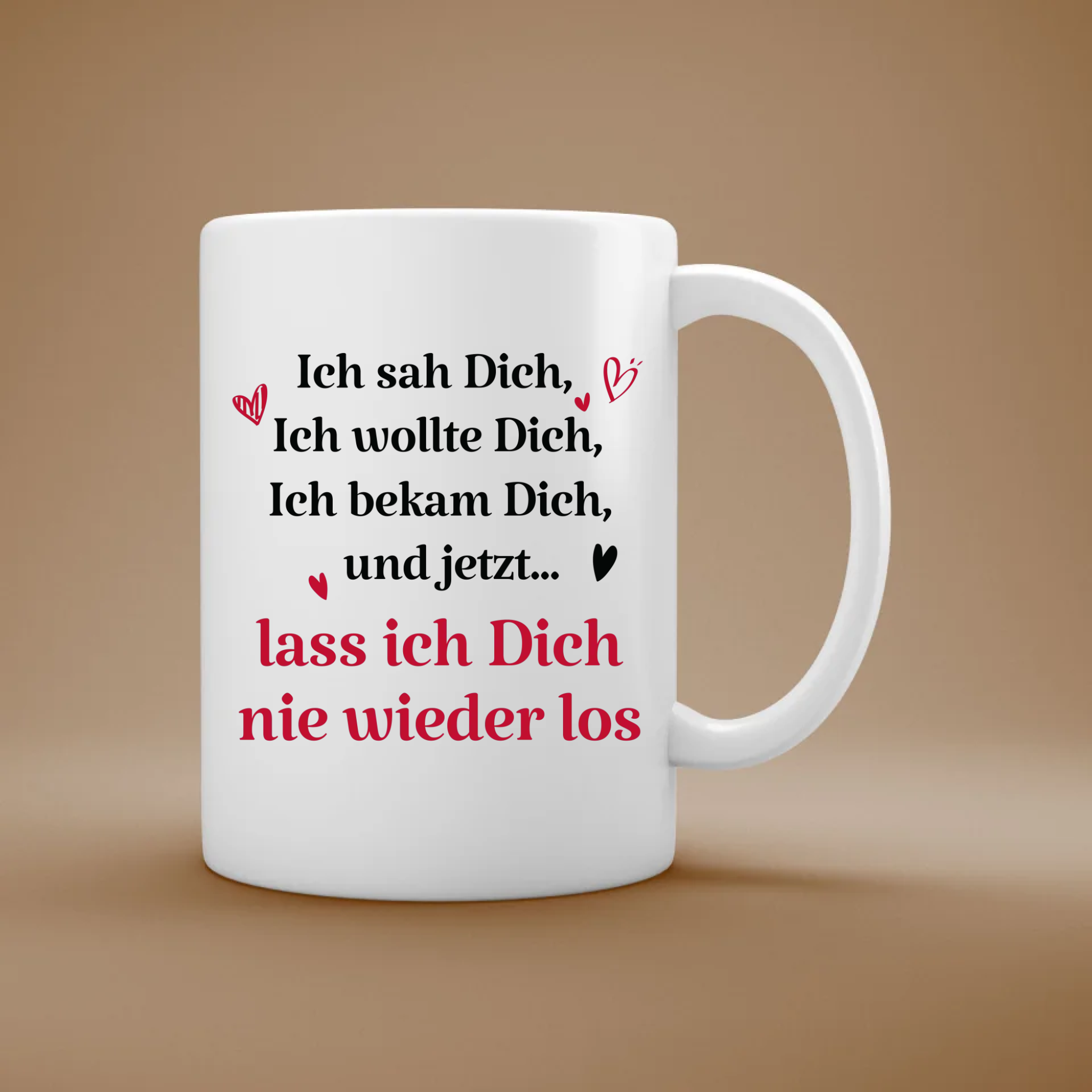 Nie wieder loslassen - Personalisierte Tasse für Paare