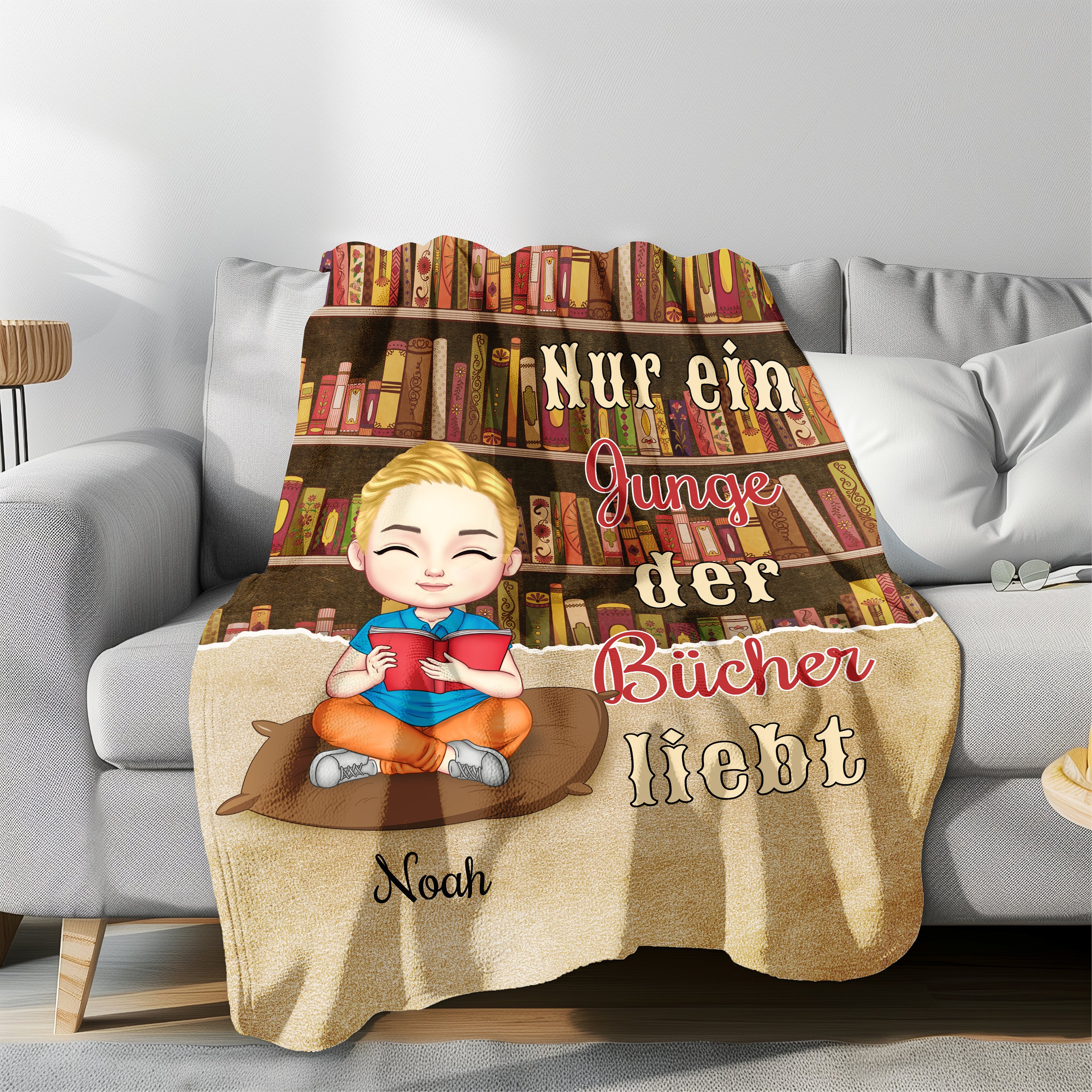 Bücher-Mädchen oder Bücher-Junge - Personalisierte Kuscheldecke