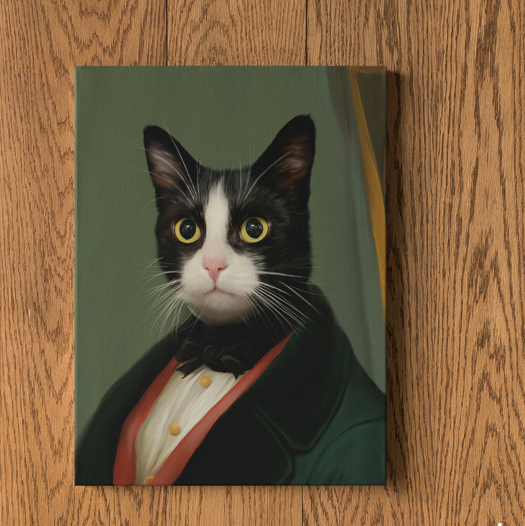 Der Graf - Personalisiertes Katzen Tier-Portrait auf Leinwand