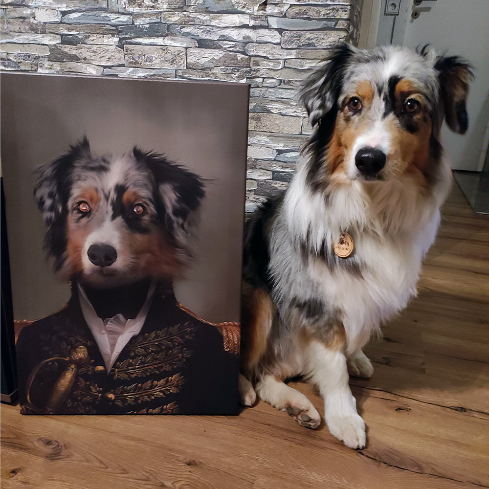 Der General - Personalisiertes Hunde Tier-Portrait auf Leinwand