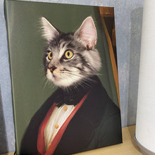 Lade das Bild in den Galerie-Viewer, Der Graf - Personalisiertes Katzen Tier-Portrait auf Leinwand
