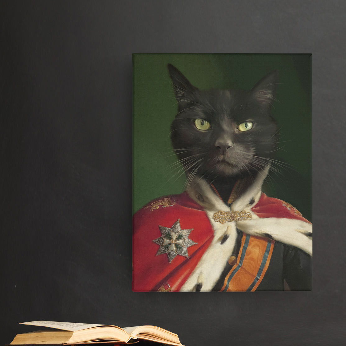 Der König - Personalisiertes Katzen Tier-Portrait auf Leinwand