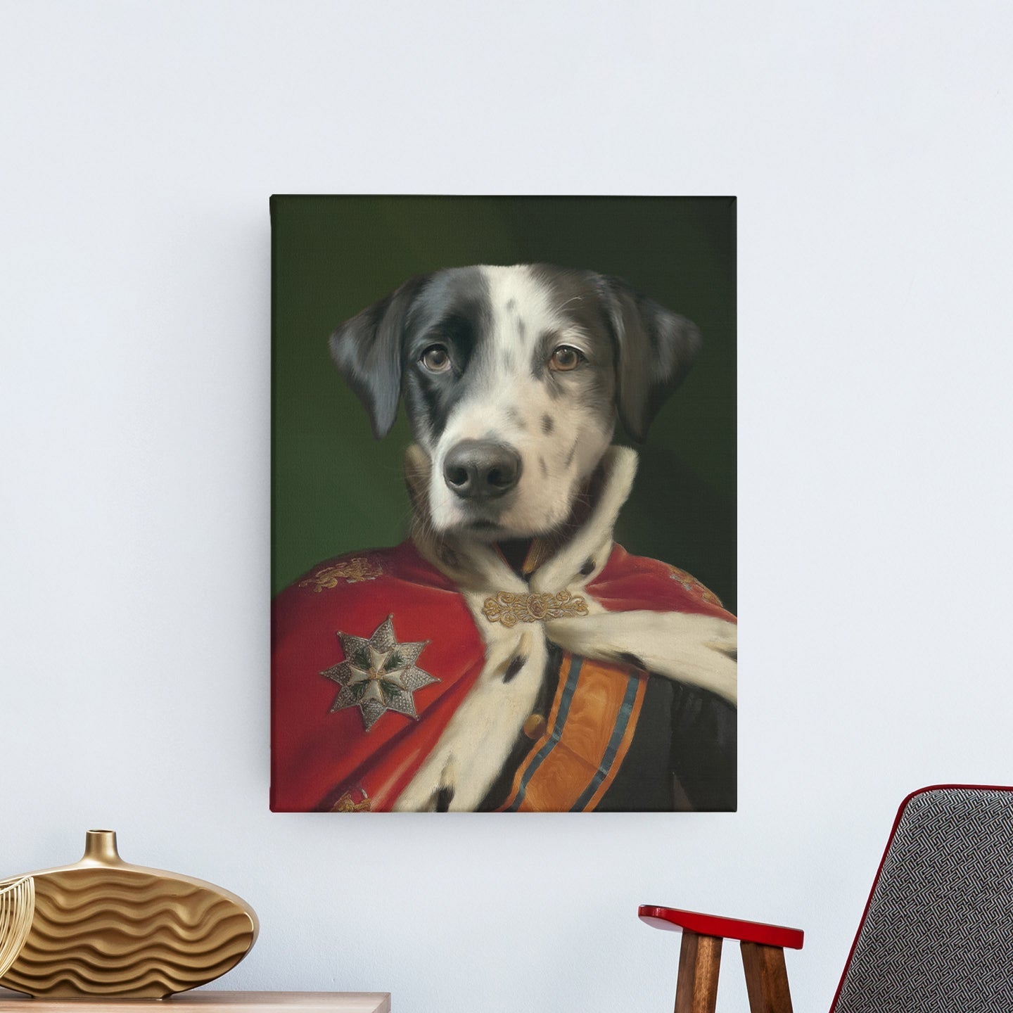 Der König - Personalisiertes Hunde Tier-Portrait auf Leinwand