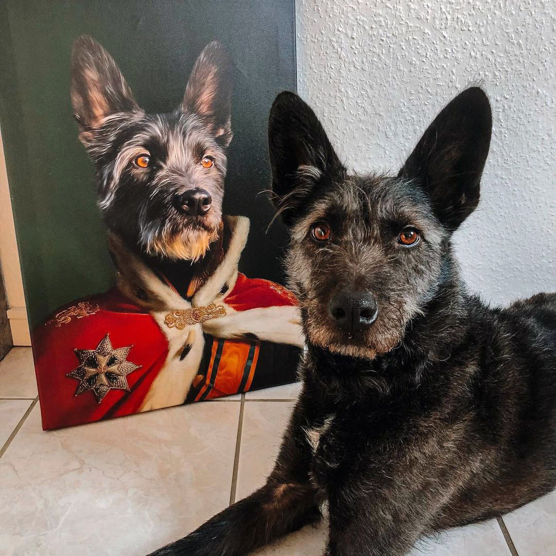 Der König - Personalisiertes Hunde Tier-Portrait auf Leinwand