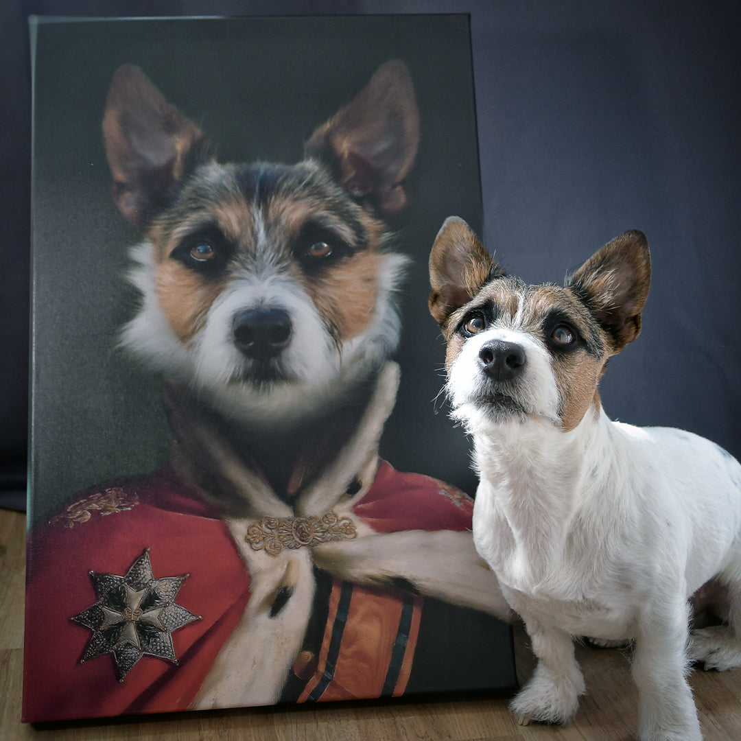 Der König - Personalisiertes Hunde Tier-Portrait auf Leinwand