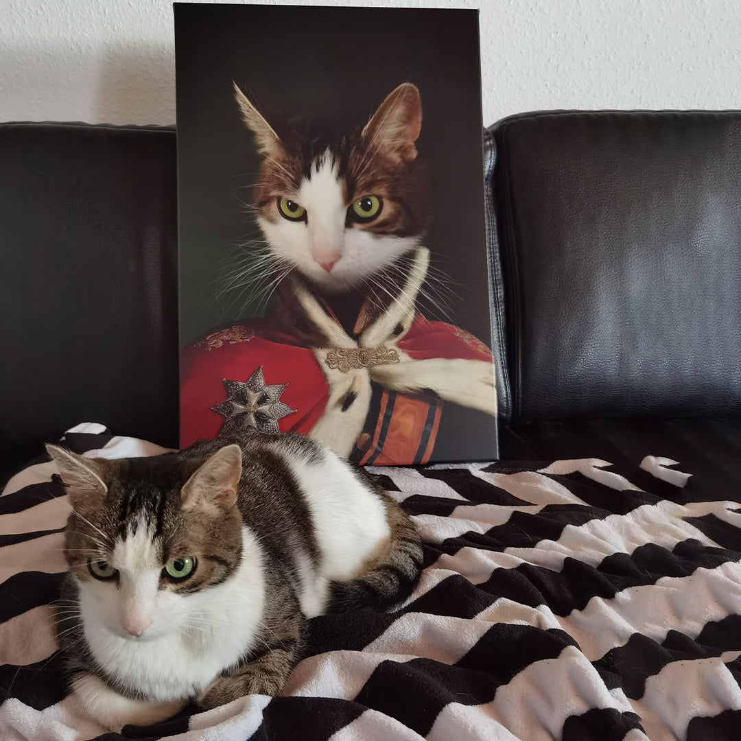 Der König - Personalisiertes Katzen Tier-Portrait auf Leinwand