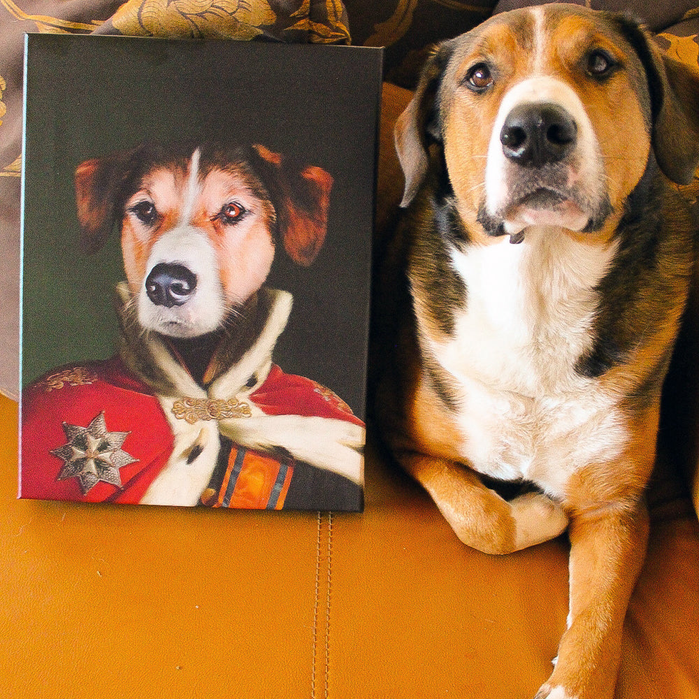 Der König - Personalisiertes Hunde Tier-Portrait auf Leinwand