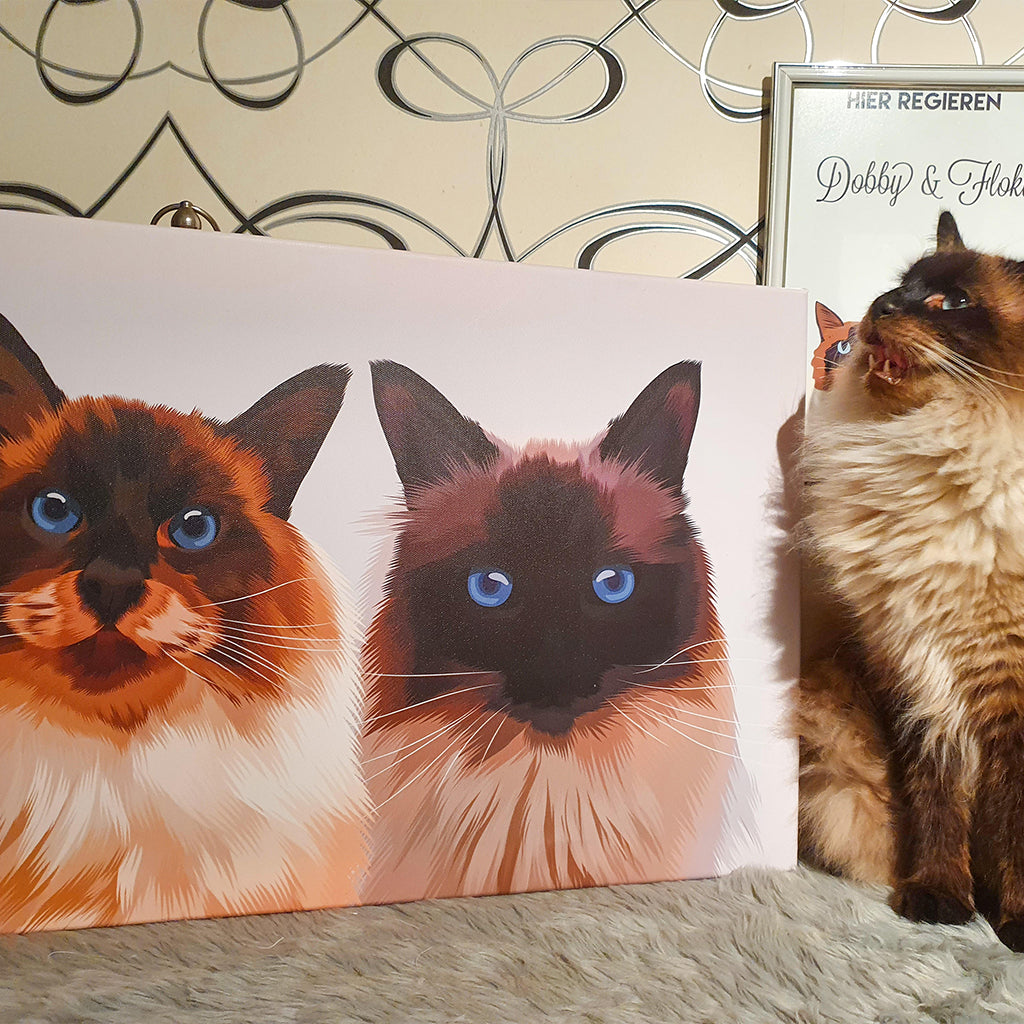 Personalisiertes Katzen Tier-Portrait auf Leinwand