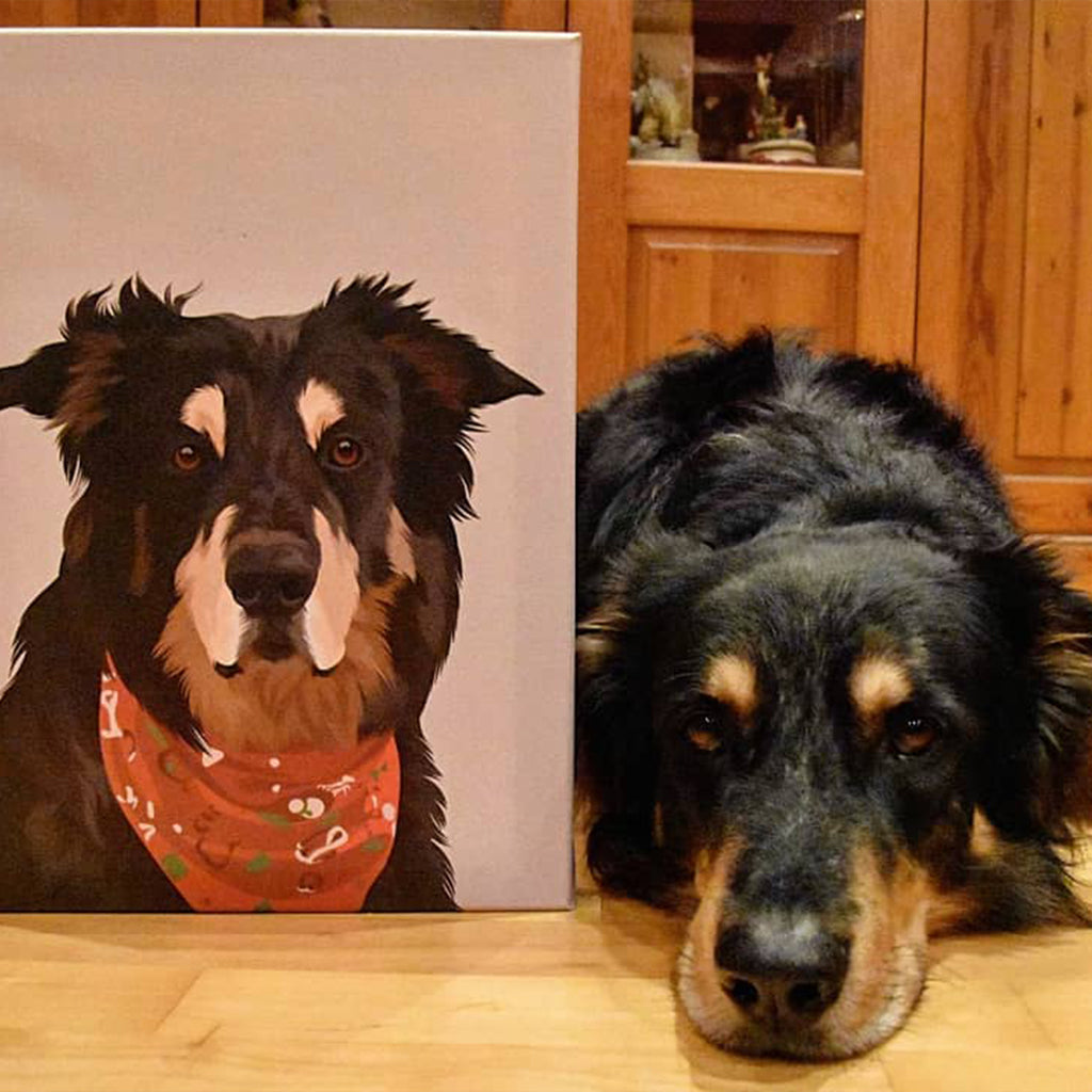 Personalisiertes Hunde Tier-Portrait auf Leinwand
