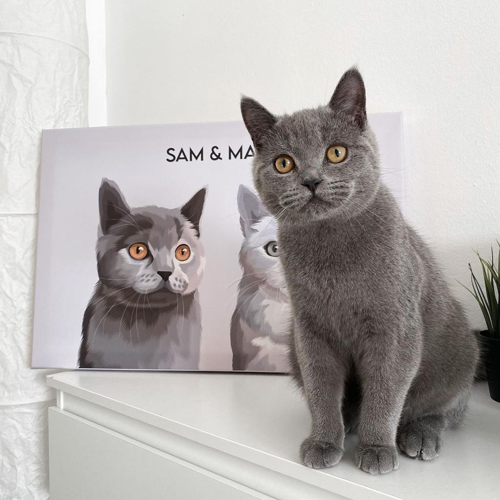 Personalisiertes Katzen Tier-Portrait auf Leinwand