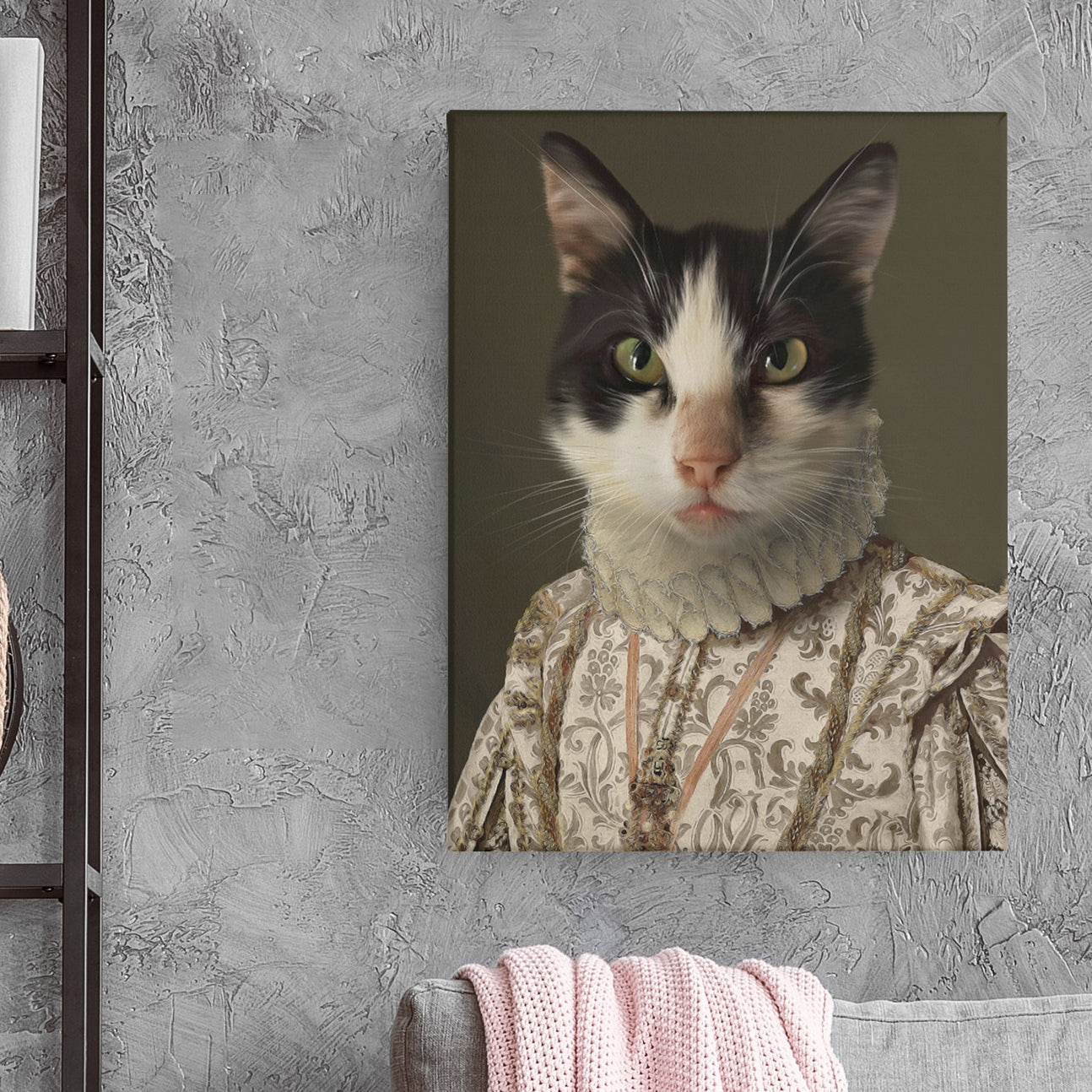 Die Prinzessin - Personalisiertes Katzen Tier-Portrait auf Leinwand