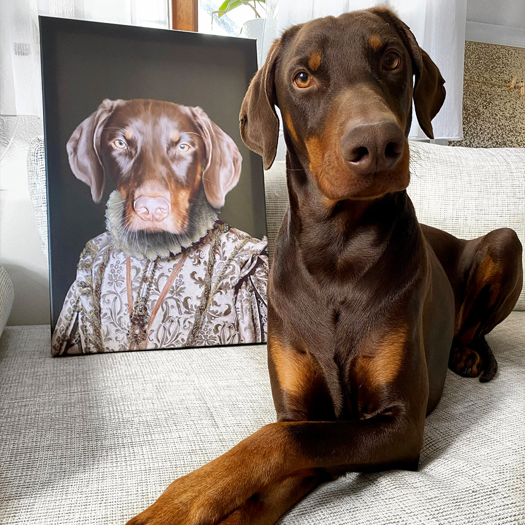 Die Prinzessin - Personalisiertes Hunde Tier-Portrait auf Leinwand