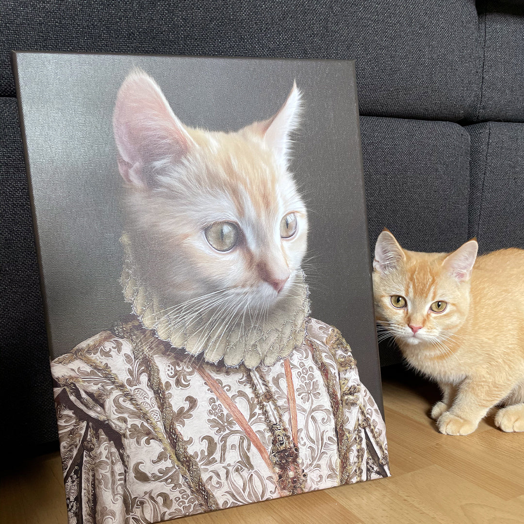 Die Prinzessin - Personalisiertes Katzen Tier-Portrait auf Leinwand