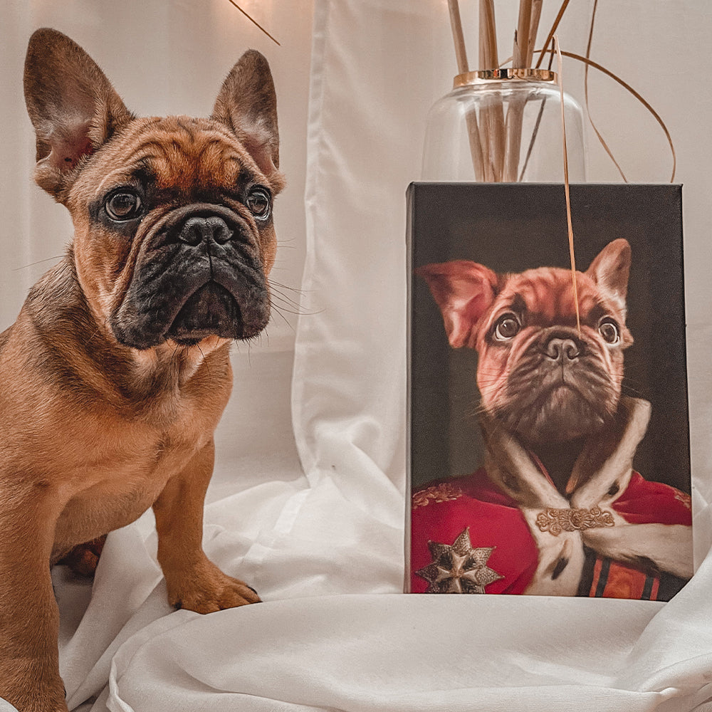 Der König - Personalisiertes Hunde Tier-Portrait auf Leinwand